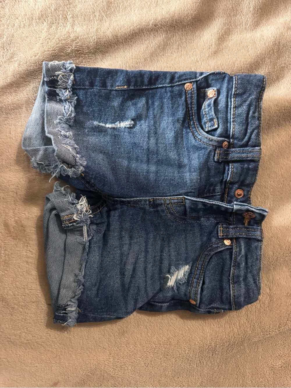 Women’s Denim Cutoff Shorts - Dark Blue Ripped